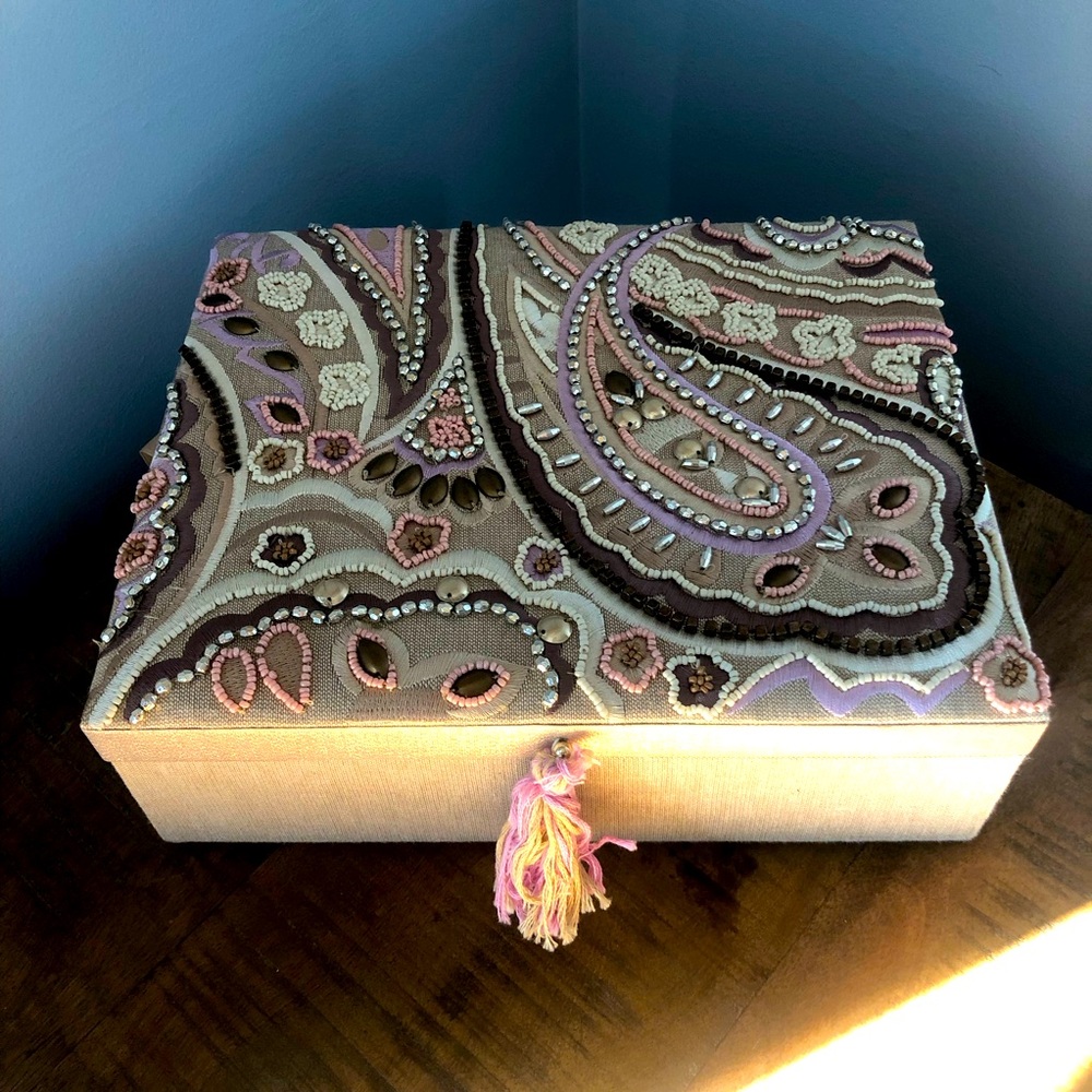 Beaded Ornate Fabric Jewelry Box